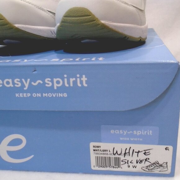 EASY SPIRIT size 9W Romy Walking Shoes White/Light Gray Leather - Picture 4 of 5
